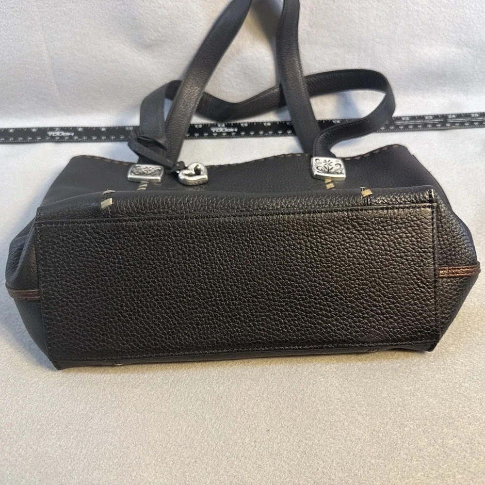 Vintage Brighton Purse, Leather, Black, Silver Accents, Tippi Laced Tote